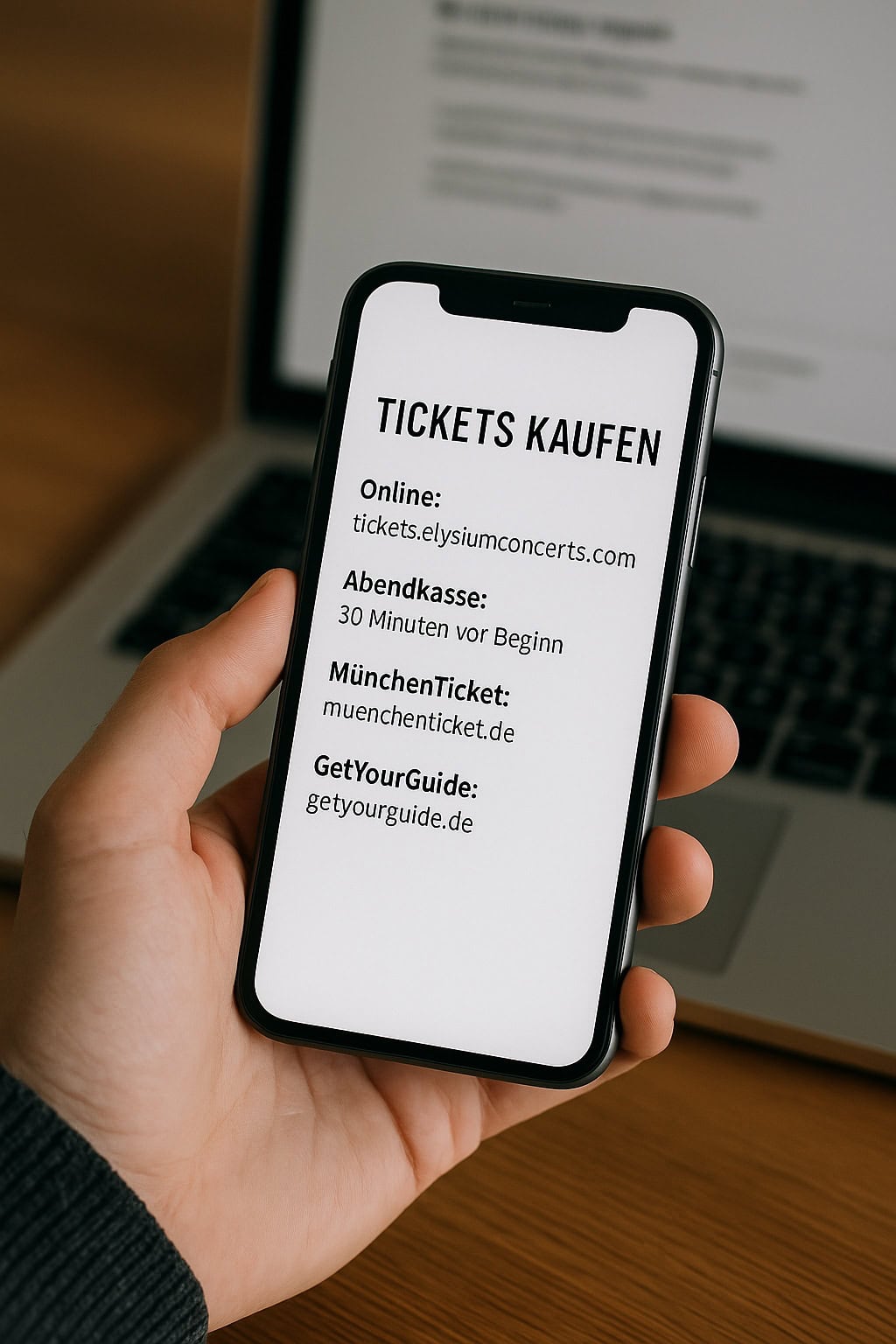 Verschieden Optionen bei Elysium Concerts Tickets zu kaufen.